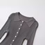 Fashion Grey Polyester Ribbed Knit Lapel Sweater