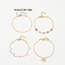 Fashion Gold Alloy Drip Oil Flower Butterfly Pearl Chain Anklet Set