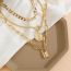 Fashion Gold Alloy Geometric Medal Lock Multi-layer Necklace