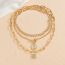 Fashion Golden 2 Alloy Geometric Love Double Layer Necklace