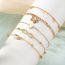 Fashion Gold Alloy Love Butterfly Pearl Five-pointed Star Anklet Set