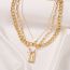 Fashion 12# Alloy Pearl Bead Lock Shape Multi-layer Necklace