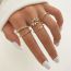 Fashion Gold Alloy Diamond Leaf Geometric Ring Set