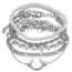 Fashion Silver Rice Beads Moon Chain Bracelet Set