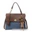 Fashion Pendant Brown With Blue Pu Contrasting Color Flip Large Capacity Backpack