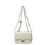 Fashion Off-white Pu Diamond Lock Flap Crossbody Bag