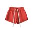 Fashion Red Raw Edge Lace Up Shorts