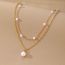 Fashion Gold Alloy Pearl Chain Double Layer Necklace