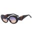 Fashion Striped Frame Double Purple Film Pc Oval Contrast Sunglasses