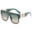 Fashion Green Frame Yellow Green Film Pc Square Large Frame Sunglasses