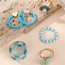 Fashion Gold Acrylic Rice Beads Butterfly Love Ring Set