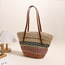 Fashion Three-color Basket Green And Pink Coffee Colorful Striped Straw Shoulder Bag