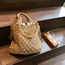 Fashion Cotton Double Tassel Rice + Inner Hollow Woven Shoulder Bag