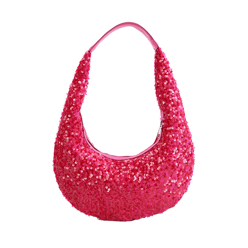 Fashion Rose Red Sequin Large Capacity Shoulder Bag