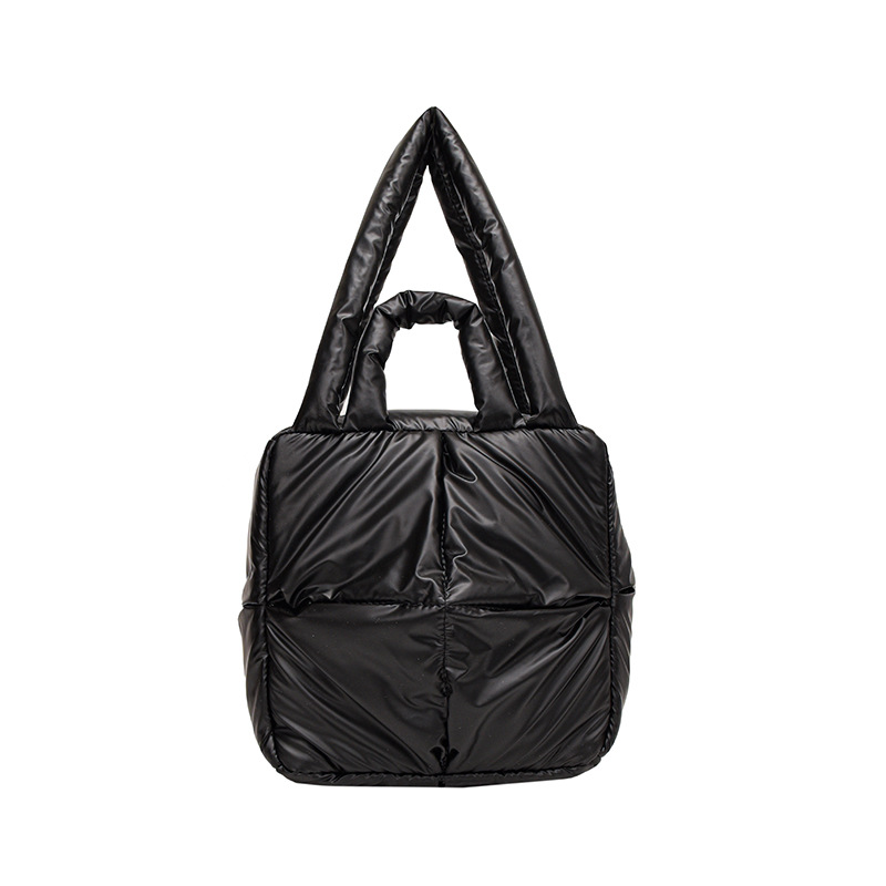 Fashion Black Cotton-filled Checkered Shoulder Bag