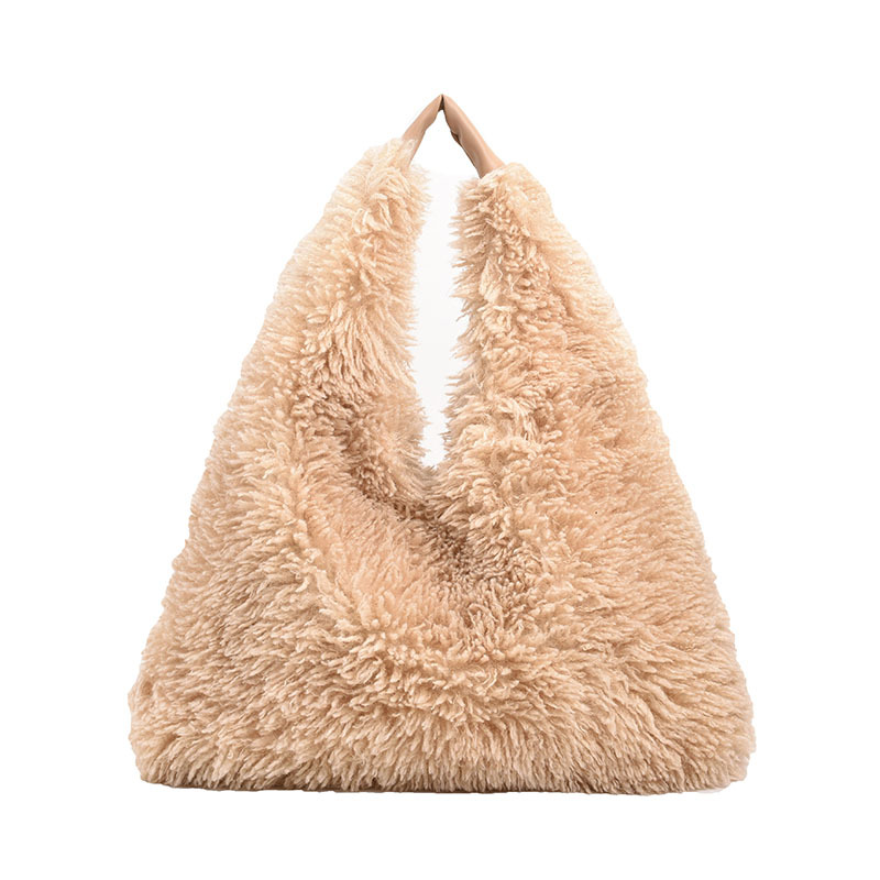 Fashion Pink Imitation Lamb Wool Large Capacity Shoulder Bag