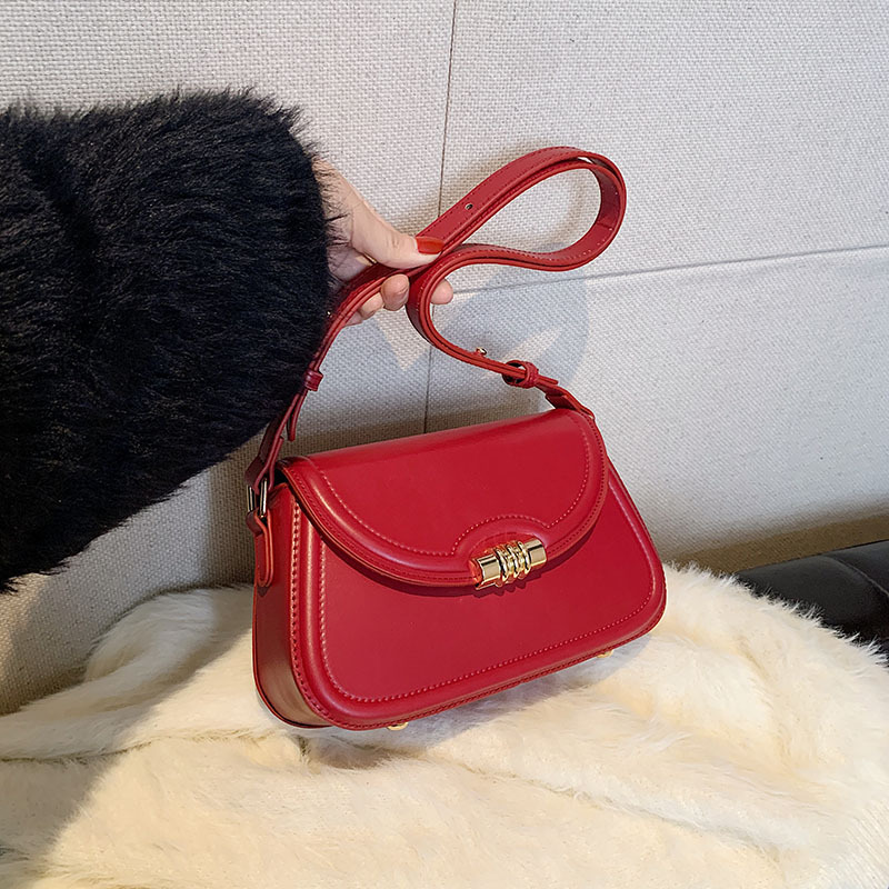 Fashion Red Pu Flip Shoulder Bag