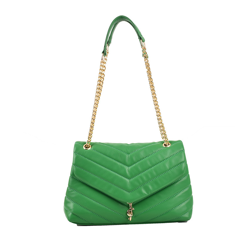Fashion Green Pu Embroidery Flap Shoulder Bag