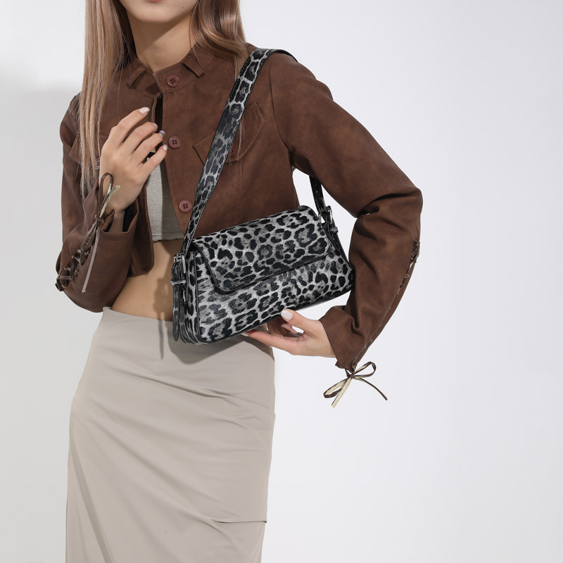 Fashion Leopard Brown Pu Leopard Print Flap Shoulder Bag