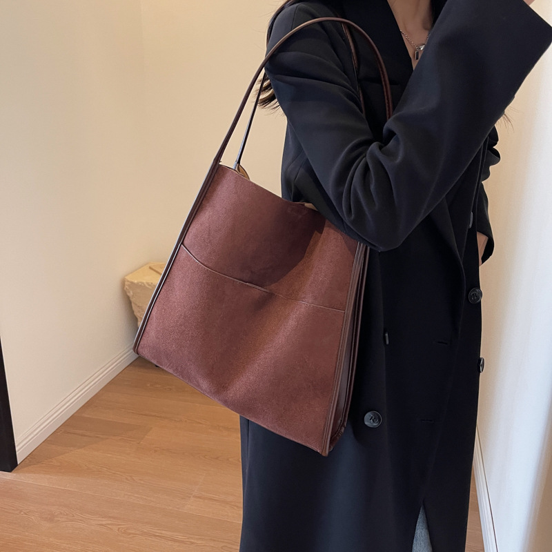 Fashion Coffee Color Pu Large Capacity Shoulder Bag