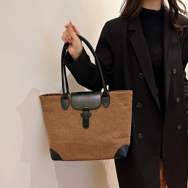 Fashion Brown Denim Large Capacity Shoulder Bag