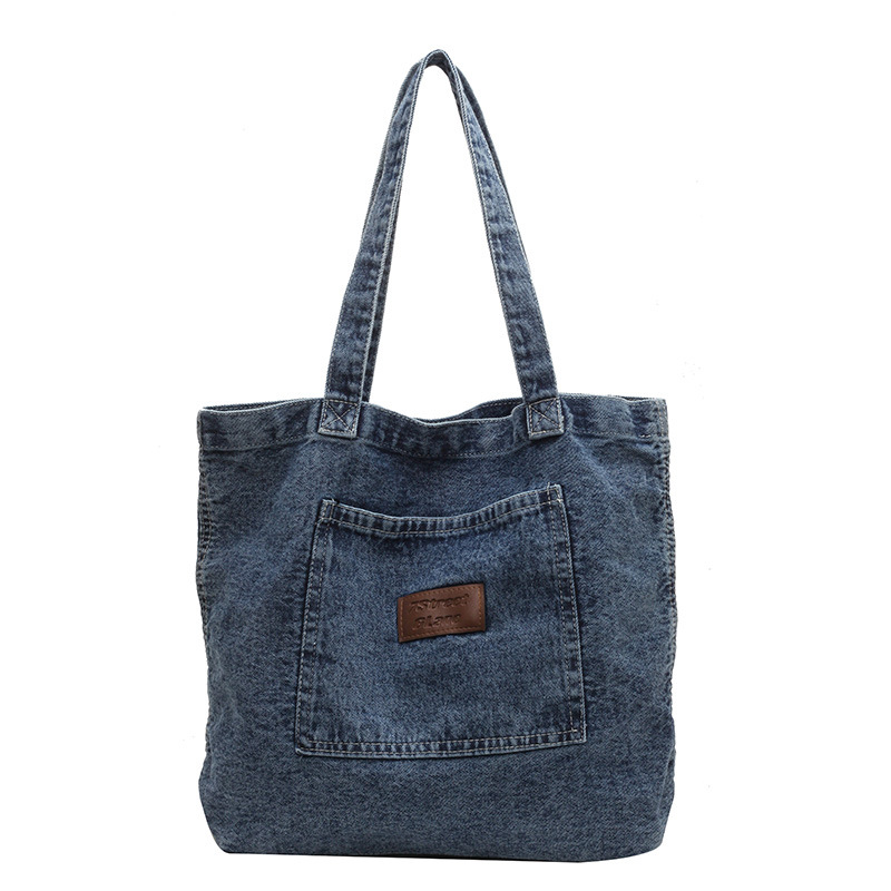 Fashion Light Blue Denim Large Capacity Shoulder Bag