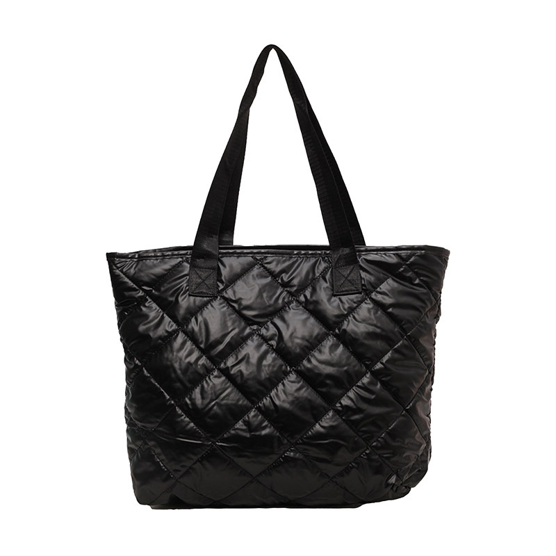 Fashion Black Pu Diamond Embroidery Large Capacity Shoulder Bag