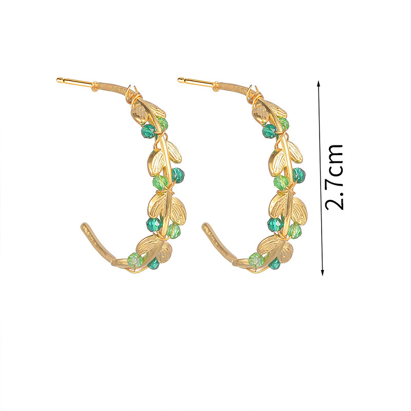 Fashion Gold Stainless Steel Geometric Leaf C-shaped Earrings