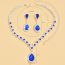 Fashion Blue Three Piece Suit Geometric Diamond Drop-shaped Necklace Earrings And Bracelet Set