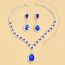 Fashion Blue Three Piece Suit Geometric Diamond Drop-shaped Necklace Earrings And Bracelet Set
