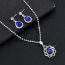 Fashion Blue Geometric Diamond Drop-shaped Necklace And Earrings Set