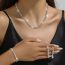 Fashion Silver Geometric Diamond Necklace Earrings And Bracelet Set