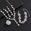 Fashion Silver Geometric Diamond Necklace Earrings Bracelet And Ring Set