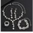 Fashion Silver Geometric Diamond Necklace Earrings Bracelet And Ring Set