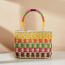 Fashion Off White Contrast Color Straw Large Capacity Tote Bag