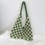 Fashion Green Woolen Plaid Large Capacity Shoulder Bag