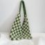 Fashion Green Woolen Plaid Large Capacity Shoulder Bag
