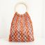 Fashion Orange Purple Cotton Rope Hollow Woven Wooden Handle Handbag