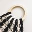 Fashion Black And White Cotton Rope Hollow Woven Wooden Handle Handbag