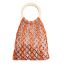 Fashion Orange Purple Cotton Rope Hollow Woven Wooden Handle Handbag
