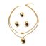 Fashion White Pearl Titanium Steel Irregular Square Pearl Double Layer Necklace Earrings Ring Set