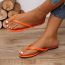 Fashion Orange Pu Thong Flat Slippers