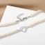 Fashion Golden 13 Alloy Geometric Pearl Moon Double Layer Necklace