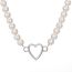 Fashion Golden 13 Alloy Geometric Pearl Moon Double Layer Necklace