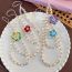 Fashion D Colorful Blue Flowers Geometric Square Glass Beaded Flower Mobile Phone Chain
