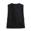 Fashion Black Satin Disc-button Sleeveless Vest