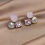 Fashion Gold Alloy Crystal Round Square Stud Earrings