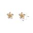 Fashion Gold Copper Pearl Flower Stud Earrings