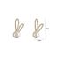 Fashion Gold Copper And Diamond Rabbit Pearl Stud Earrings