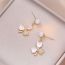 Fashion Gold Copper And Diamond Pearl Clover Earrings